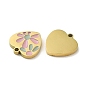 Ion Plating(IP) 316L Surgical Stainless Steel Charm, with Enamel, Real 18K Gold Plated, Heart with Flower Charm