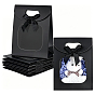 Rectangle Kraft Paper Gift Bags, Ribbon Bowknot Decorated Candy Totes with Visible Window for Birthday, Wedding