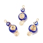 Handmade Lampwork Evil Eye Pendants, with Brass Grade A Rhinestone Spacer Beads and Copper Wire, Musical Note