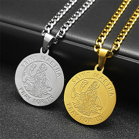 Религия 304 кулон с медалью Святой Марфы из нержавеющей стали, ожерелья из витой цепи
