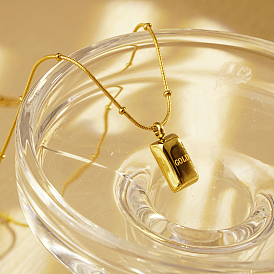 Винтажные 304 ожерелья с подвесками из нержавеющей стали в форме кирпича для повседневной носки у женщин