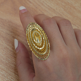 Геометрические полые латунные кольца для женщин, овальные