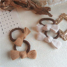 Minimalist Knitted Hairband with Bow - Headband for Girls, Elastic Hair Tie