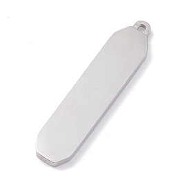 304 Stainless Steel Pendants, Stamping Blank Tag, Mirror Polished Finish, Rectangle