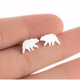 Cute Polar Bear Stainless Steel Animal Stud Earrings for Women