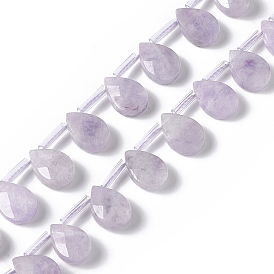 Natural Lepidolite Beads Strands, Top Drilled Beads, Faceted, Teardrop