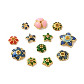Alloy Enamel Beads Caps, Lead Free & Cadmium Free, Multi-Petal Flower