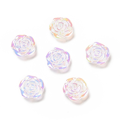 Opaque Acrylic Flower Cabochons, AB Color, Rose