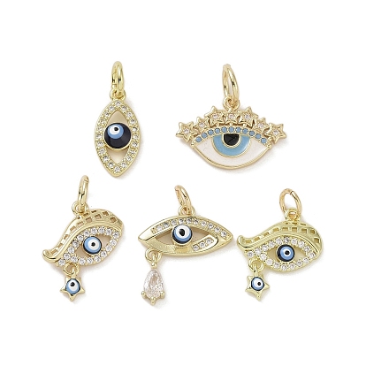 Настоящие 18 k позолоченные латунные подвески с микропаве и кубическим цирконием, без кадмия, без никеля и без свинца, с эмалью и кольцом для прыжков, Злые чары глаз