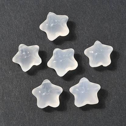 Бусины из натурального белого халцедона, звезды с улыбающимся лицом, Топ пробуренной