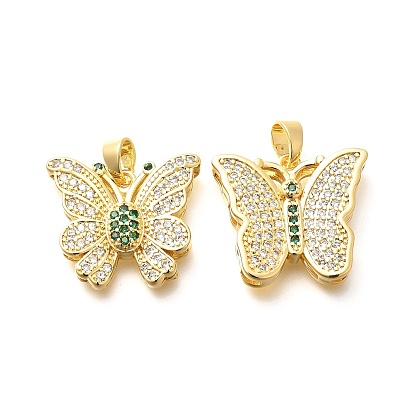 Латунные микро проложить кубического циркония подвески, без кадмия, без никеля и без свинца, реальный 18 k позолоченный, бабочки прелести
