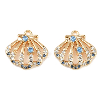 Латунные микро проложить кубического циркония прелести, без кадмия, без никеля и без свинца, подвески в форме ракушек