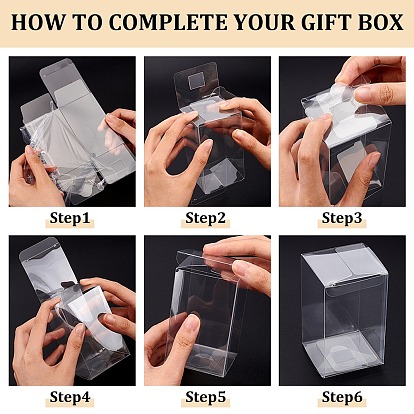 Transparent Plastic PVC Box Gift Packaging, Waterproof Folding Box, Square