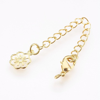 Латунный удлинитель цепи, с карабин-лобстерами , без кадмия, без никеля и без свинца, долговечный, цветок