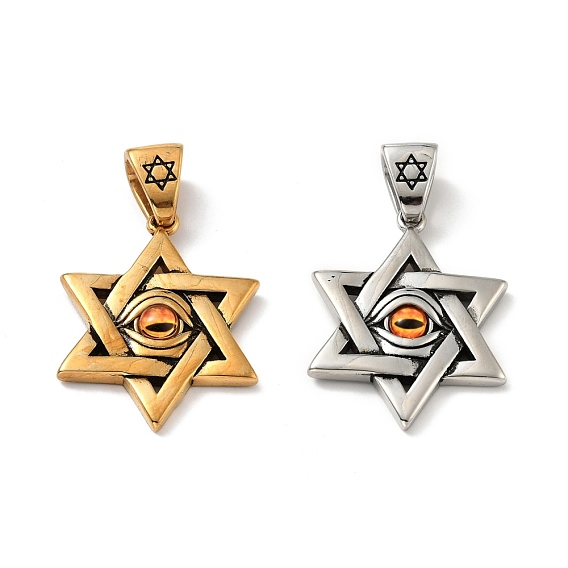 Pendentifs en acier inoxydable, étoile de david
