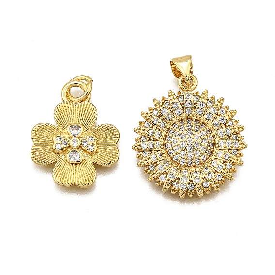 Стойка металлическая латунная микропрофилированная кубическая циркония подвески, цветок, с целью перехода в кольце, без кадмия и без свинца, долговечный, реальный 18 k позолоченный