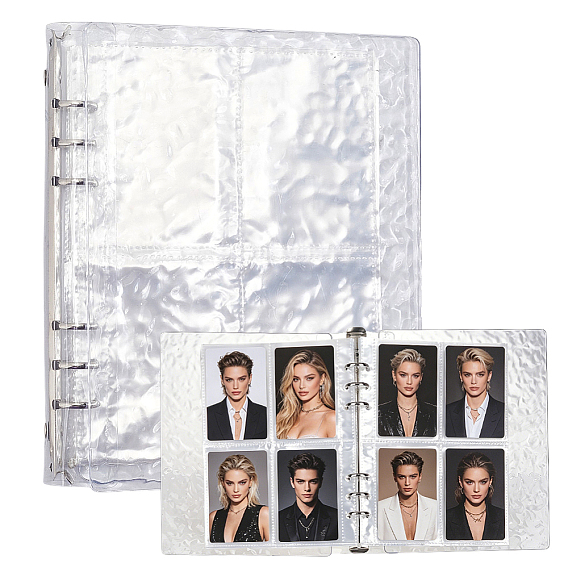 1 Bag Textured PP Plastic Photo Album with 10Pcs 4-Pocket Sleeves, with 4 Bags PP Plastic 4 Pocket Card Sleeves, Rectangle