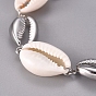 304 Stainless Steel Link Bracelets, with Cowrie Shell Beads and Lobster Claw Clasps