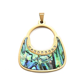 В форме сумки 304 подвески из нержавеющей стали, стразов и ракушек пауа, ионное покрытие (ip)