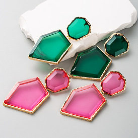 Geometric Resin Earrings for Women - Retro, Chic and Transparent Polygon Ear Drops
