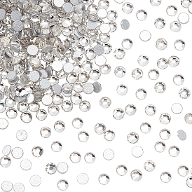 Cabujones de diamantes de imitación de cristal con parte posterior plana de pandahall elite, espalda plateada, semicírculo
