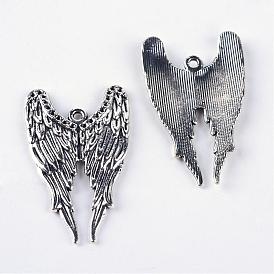 Tibetan Style Alloy Pendants, Wing, Cadmium Free & Lead Free,
