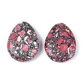 Синтетические бирюзовые бусины, окрашенные, овальная капля