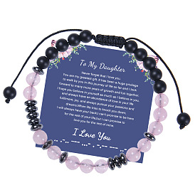 Bracelet code morse personnalisé avec perles de cristal rose pour fille