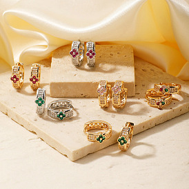 Exquisite Colorful Flower Earrings with Delicate Rhinestones and Elegant Design
