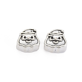 Tibetan Style Alloy European Beads Enamel Rhinestone Settings, Large Hole Beads, Cadmium Free & Lead Free, Father Christmas