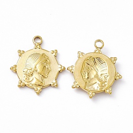 Vacuum Plating 201 Stainless Steel Pendants, Sun with Human Charm