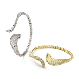 Bracelets manchette en laiton en forme de serpent avec micro pavé de zircone cubique, plaqué longue durée, sans plomb et sans cadmium