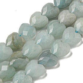 Natural Flower Amazonite Beads Strands, Faceted, Heart