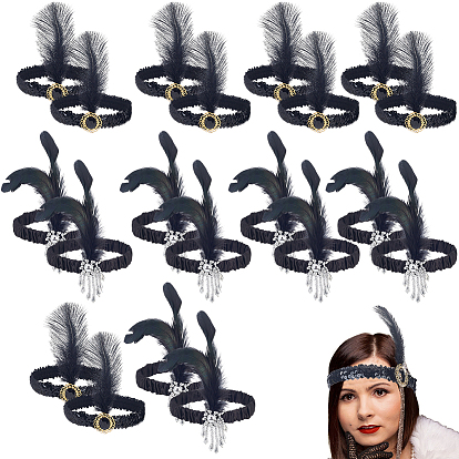 24шт. 2 Перья в различных стилях, обитые атласной тканью, с пластиковыми повязками на голову