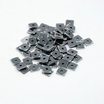 Electroplate Non-magnetic Synthetic Hematite Beads Strands, Square Heishi Beads