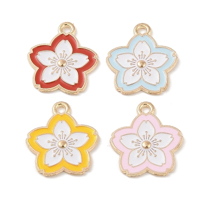Подвески из эмали и сплава, золотой свет, цветочный шарм