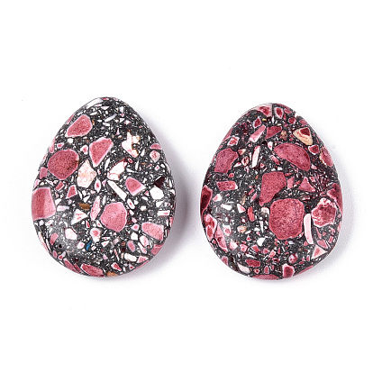 Синтетические бирюзовые бусины, окрашенные, овальная капля