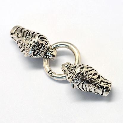 Alloy Spring Gate Rings, O Rings, with Cord Ends, Leopard