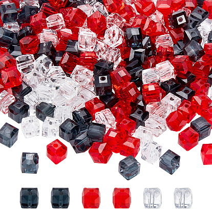 282Pcs 3 Strands Faceted Cube Transparent Glass Beads Strands