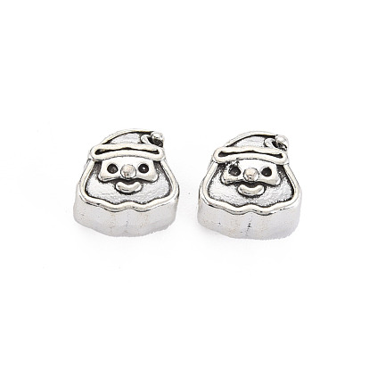 Tibetan Style Alloy European Beads Enamel Rhinestone Settings, Large Hole Beads, Cadmium Free & Lead Free, Father Christmas