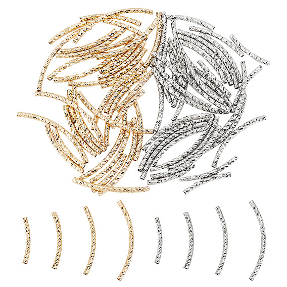 80шт 8 стиль стойка покрытие латунные изогнутые трубчатые бусины, долговечный