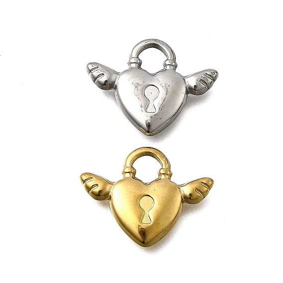 304 подвески из нержавеющей стали, замок в форме сердца с крылом