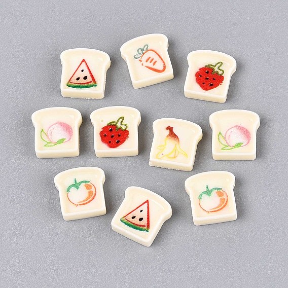 Кабошоны из непрозрачной смолы с фруктовой тематикой, форма тоста