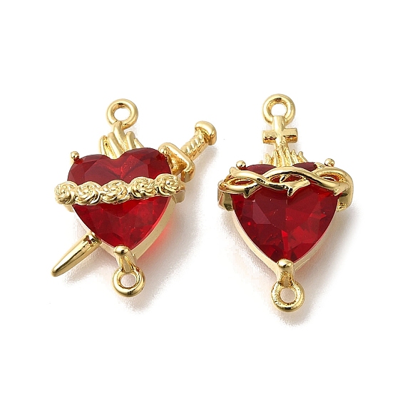 Латунный огнеупорный кирпич кубический цирконий роза сердце с мечом/священное сердце Иисуса соединительные подвески