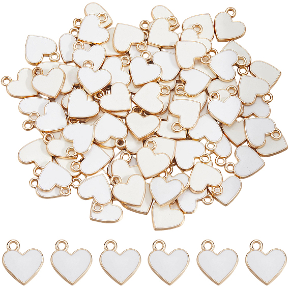 100Шармы из сплава эмали, сердце, золотой свет