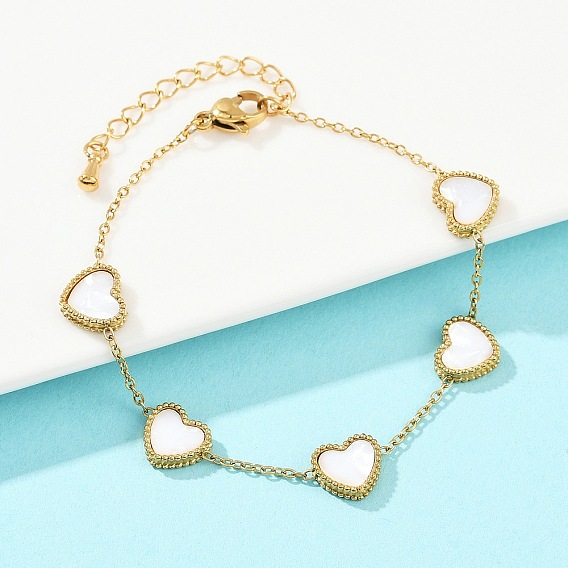 304 браслеты из нержавеющей стали ссылка для женщин, сердце, cmолой, ионное покрытие (ip)