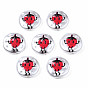 3D Printed ABS Plastic Imitation Pearl Beads, Flat Round with Strawberry