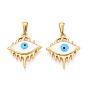 304 подвески из нержавеющей стали и эмали, Злые чары глаз, золотые