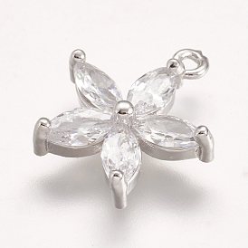 Латунные микро проложить кубического циркония подвески, цветок