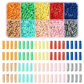 80G 10 Colors Baking Paint Glass Twist Bugle Beads, Round Hole